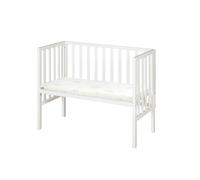 roba Lit Cododo 2 en 1 avec Matelas safe asleep 45 x 90 cm et Barrière - Bois Laqué Blanc - Convient à toutes les Hauteurs de Lits Parentaux - dès la naissance - Convertible en Banc jusqu'à 65 kg