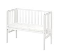 roba Lit Cododo 2 en 1 avec Matelas safe asleep 45 x 90 cm et Barrière - Bois Laqué Blanc - Convient à toutes les Hauteurs de Lits Parentaux - dès la naissance - Convertible en Banc jusqu'à 65 kg