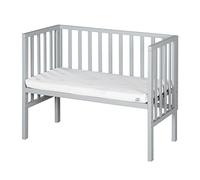 roba Lit Cododo 2 en 1 avec Matelas safe asleep 45 x 90 cm et Barrière - Bois Laqué Taupe - Convient à toutes les Hauteurs de Lits Parentaux - dès la naissance - Convertible en Banc jusqu'à 65 kg