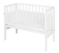 roba Lit Cododo 45 x 90 cm safe asleep® 2 en 1 - Hauteur Réglable - Petit Lit Complet avec Matelas + Barrière en Toile + Bordure en Maille - Ensemble de Lit Bébé - Bois Blanc