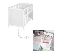 roba Lit Cododo 60 x 120 cm - Réglable en hauteur - 5 Barreaux Amovibles + Sommier à Lattes + Matelas Inclus - Blanc