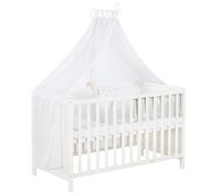Roba Lit Cododo Complet 60 X 120 Cm En Bois + Équipement Complet - Sommier Réglable En Hauteur 6 Fois - Blanc Blanc