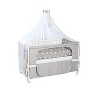 roba Lit Cododo Complet 60 x 120 cm Little Stars Blanc avec 4 Roues à Freins - Équipements Inclus - Hauteur Réglable à 6 Niveaux