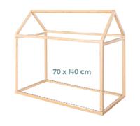 roba Lit de maison Montessori durable 70 x 140 cm - Lit d'enfant en bois massif - à partir de 12 mois - Bambou naturel