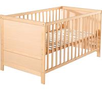 roba Lit d'enfant combiné 70 x 140 - lit à barreaux réglable en hauteur sur 3 positions - 3 barreaux amovibles - lit bébé transformable en lit junior - bois naturel