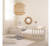 roba Lit Montessori au Sol 70 x 140 cm pour Enfants - Avec Sommier à Lattes et Protection Antichute - Concept de Sommeil Proche du Sol pour Tout-Petits - Stone Washed