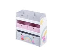 roba Étagère pour Jouets Enfant en Bois Peppa Pig - 5 Boîtes en Tissu Amovibles - Motif Truie - Meuble de Rangement pour Jouets et Livres - 64 x 30 x 60 cm - Rose/Gris