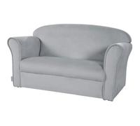 roba Canapé Enfant en Velours Lil Sofa - 2 Places - Fauteuil Club avec Accoudoirs Confortables - 78 x 40 cm - Facile à Nettoyer - dès 18 Mois - Gris