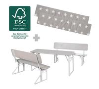 roba Outdoor Party-Garnitur für Kinder + Polster 'Little Stars' - Ensemble de sièges pour enfants avec dossier en bois - 2 bancs + 1 table