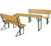 roba Outdoor Party-Garnitur pour enfants - Ensemble de sièges pour enfants avec dossier en bois lasuré naturel - 2 bancs + 1 table - Sièges pliables à partir de 24 mois