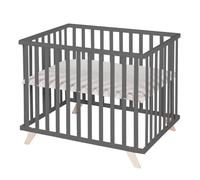 Roba Parc bébé en bois massif Lil Planet 75x100 cm – Tapis coton bio, OEKO-TEX & GOTS, anthracite