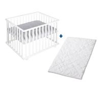 Roba Parc bébé carré Roba Style – tapis gris et matelas de parc blanc