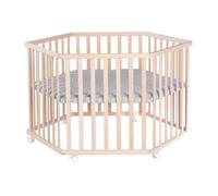 Roba Parc bébé hexagonal Cosiplay – en hêtre, tapis roba Style gris, roulettes