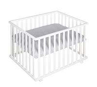 Roba - Parc pour enfants 'roba Style' rectangulaire 75 x 100 cm, tapis gris, roulettes avec freins