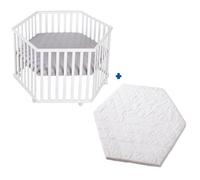 ROBA Parc Bébé hexagonal ""roba Style"" + tapis gris et matelas de parc Blanc