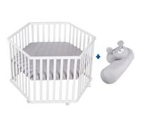 ROBA Parc Bébé Hexagonal + Tapis de Parc roba Style + Tour de Lit - Gris