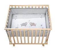 Roba Parc Bébé Jumbotwins 75x100 Cm + Tour De Parc De Protection Et 4 Roues - Bois Naturel Beige