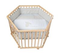 Roba Parc Bébé "Liebhabaer" 121x106 Cm + Tour De Parc De Protection Et 6 Roues - Bois Naturel Beige