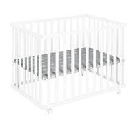 roba Parc pliable, en bois blanc, avec litière Little Stars, 74x100 cm, parc peu encombrant, roulettes incluses