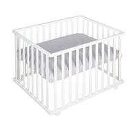 Roba - Parc pour enfants 'roba Style' rectangulaire 75 x 100 cm, tapis gris, roulettes avec freins