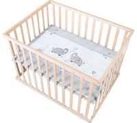 Roba Parc bébé rectangulaire en bois Jumbotwins 75×100 avec tapis et roues avec freins Blanc