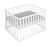 Roba - Parc pour enfants 'roba Style' rectangulaire 75 x 100 cm, tapis gris, roulettes avec freins