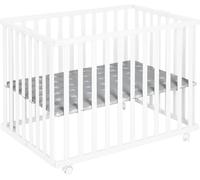 roba Parc pliable, en bois blanc, avec litière Little Stars, 74x100 cm, parc peu encombrant, roulettes incluses