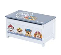 Roba Pat Patrouille Coffre À Jouets En Bois - Couvercle Rabattable - Motif Des Chiens - Gris - Blanc Gris