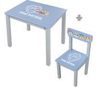 roba Paw Patrol Ensemble de sièges pour enfants en bois - Chaise d'enfant & table - Sièges pour enfants avec les chiens de la série populaire - à partir de 18 mois - Gris / Bleu