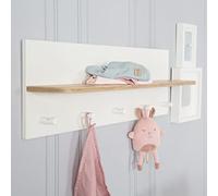 roba Porte-Manteau Mural 2 en 1 Ava - avec 1 Étagère et 5 Crochets - Longueur 90 cm - Patère pour Chambre Bébé et Enfant - Blanc/Chêne Artisan