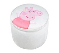 roba Pouf Coffre Bébé Rond Peppa Pig en Velours - Boîte de Rangement pour Enfant dès 18 Mois - Couvercle Amovible - Repose-Pieds Rembourré - Nettoyage Facile - Beige/Motif Truie