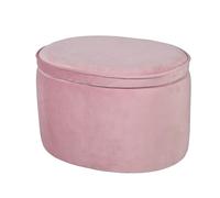 roba Pouf Coffre Ovale en Velours pour Chambre Enfant "Lil Sofa" - Tabouret Avec Coffre de Rangement - Rose