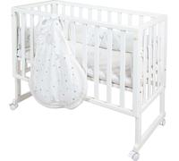 roba safe asleep® Lit d'enfant 3 en 1 ""Sternenzauber"", lit d'appoint blanc, lit bébé & banc, avec accessoires