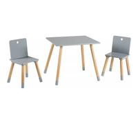 ROBA Ensemble Table + 2 Chaises Enfants en Bois Laqué Gris - 3 Pièces - Pieds en Bois Massif