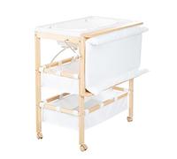 Roba Table à langer 1251 – Baignoire 2en1, matelas imperméable, plan pivotant, bois naturel