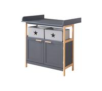 roba Commode à Langer Berlin en Bois de Bambou - 2 Portes et 1 Compartiment - 2 Boîtes en Toile et Fixation Murale Incluse - Plan Amovible pour Transition en Commode Simple - Anthracite