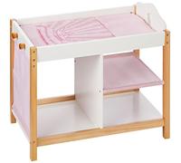 roba Table à langer de Poupée en Bois Scarlett avec Tringle à Vêtements et Étagère de Rangement + Matelas à langer - Blanc