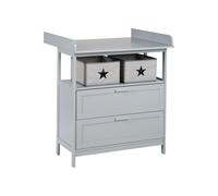 Roba Commode à langer Hamburg – 2 tiroirs, plan amovible, 2 boîtes, fixation murale – Taupe