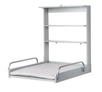 roba Étagère à langer murale + matelas à langer roba Style gris - Étagère à langer pliable & peu encombrante pour montage mural - Table à langer avec 2 compartiments de rangement - bois taupe
