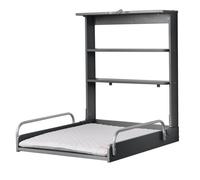 roba Étagère à langer murale + matelas à langer roba Style gris - Étagère à langer pliable & peu encombrante pour montage mural - Table à langer avec 2 compartiments de rangement - Bois anthracite