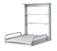 roba Étagère à langer murale + matelas à langer roba Style gris - Étagère à langer pliable & peu encombrante pour montage mural - Table à langer avec 2 compartiments de rangement - bois taupe