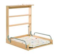 roba Table à Langer Murale Rabattable + Matelas à Langer Imperméable "Waldhochzeit" Imprimé Animaux - Bois Naturel
