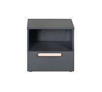 roba Table de Chevet 'Jara', 1 tiroir, 1 Compartiment Ouvert, Anthracite, poignée en Bois de hêtre véritable, pour Chambre d'enfant et d'adolescent