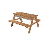 roba Table Pique-nique pour Enfants Play en Bois Massif avec 2 Bacs à Sable et Eau Intégrés - Résistante aux Intempéries - Marron
