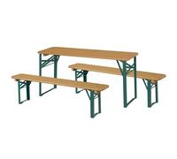 roba Outdoor Party-Garnitur pour enfants - Ensemble de sièges pour enfants en bois teck lasuré - 2 bancs + 1 table pour enfants - Ensemble de sièges pliables à partir de 24 mois