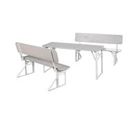 roba Table et 2 Bancs de Jardin pour Enfants dès 2 Ans - 4 Places - Bancs Pliants avec Dossiers et Table Pliante - Ensemble de Camping en Bois Massif Gris