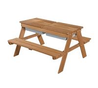 roba Table Pique-nique pour Enfants Play en Bois Massif avec 2 Bacs à Sable et Eau Intégrés - Résistante aux Intempéries - Marron