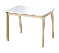 roba Table pour Enfant en Bois Massif - Plateau MDF Laqué Blanc - Meuble Bébé pour Chambre d'Enfant - Naturel / Blanc