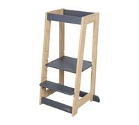 roba Tour d'apprentissage en bois - Bicolore - Tabouret sûr pour enfants - Idéal comme aide de cuisine - Peut supporter jusqu'à 80 kg - Bambou
