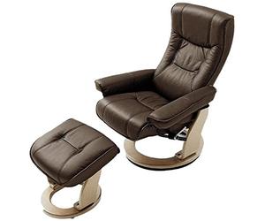 Robas Lund, Fauteuil, Fauteuil de Relaxation, avec tabouret, Hamilton, Cuir/Marron, 85 x 85-110 x 105 cm, 64026BN5